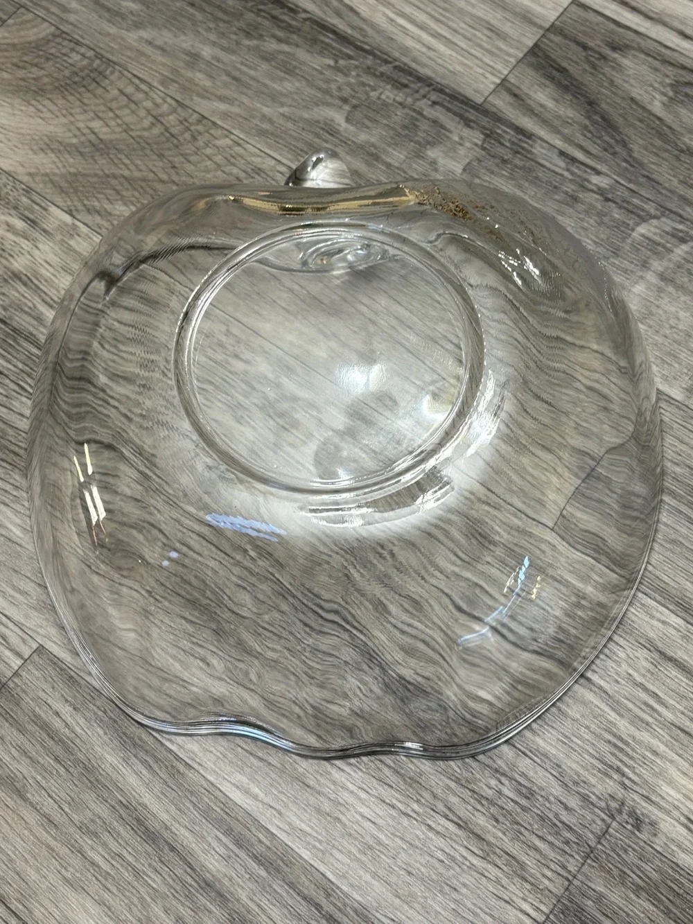 Vintage KIG Clear Glass Apple Shaped Serving Bowl Mid Century 9”